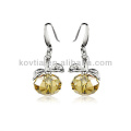 2014 nouveau produit forme de pomme boucles d&#39;oreilles en cristal transparent jaune